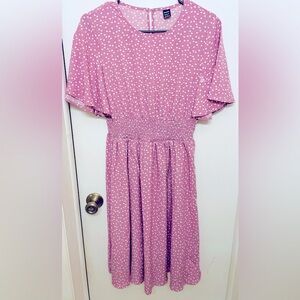 Confetti Heart Print Butterfly Sleeve Dress